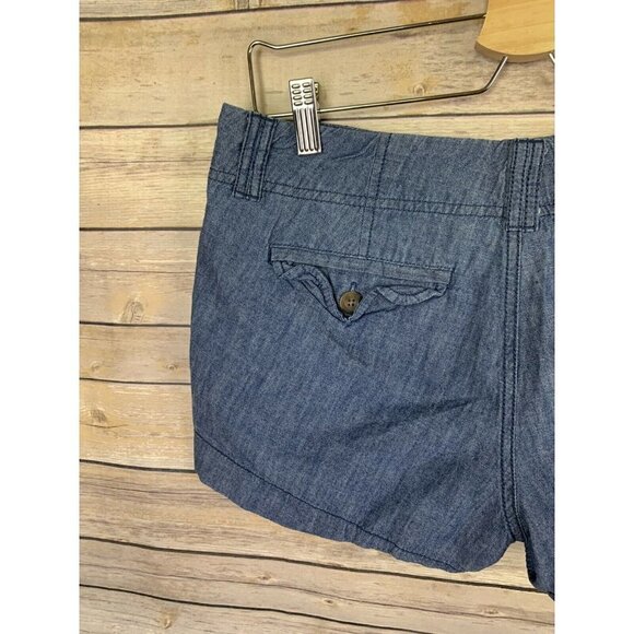 Old Navy Womens 8 Chambray Shorts Flat Front Blue - Picture 8 of 10